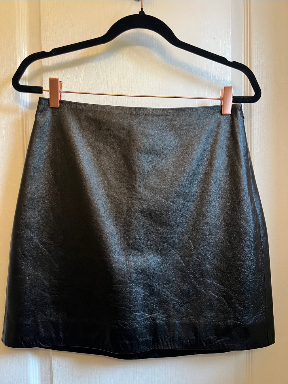 RW&CO Black Faux Leather A-Line Mini Skirt